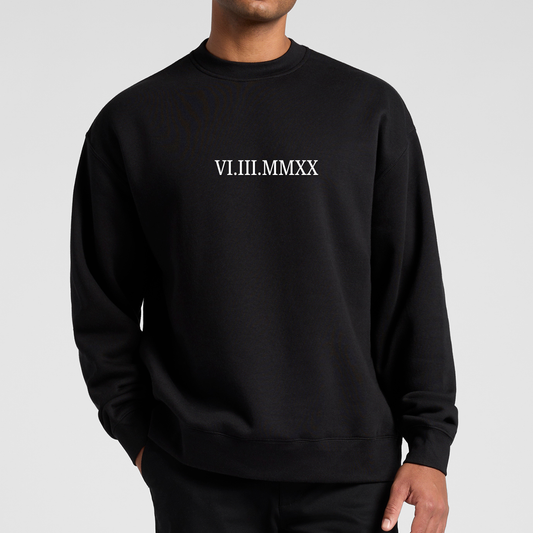 Roman Numeral Relax Crewneck - Mens
