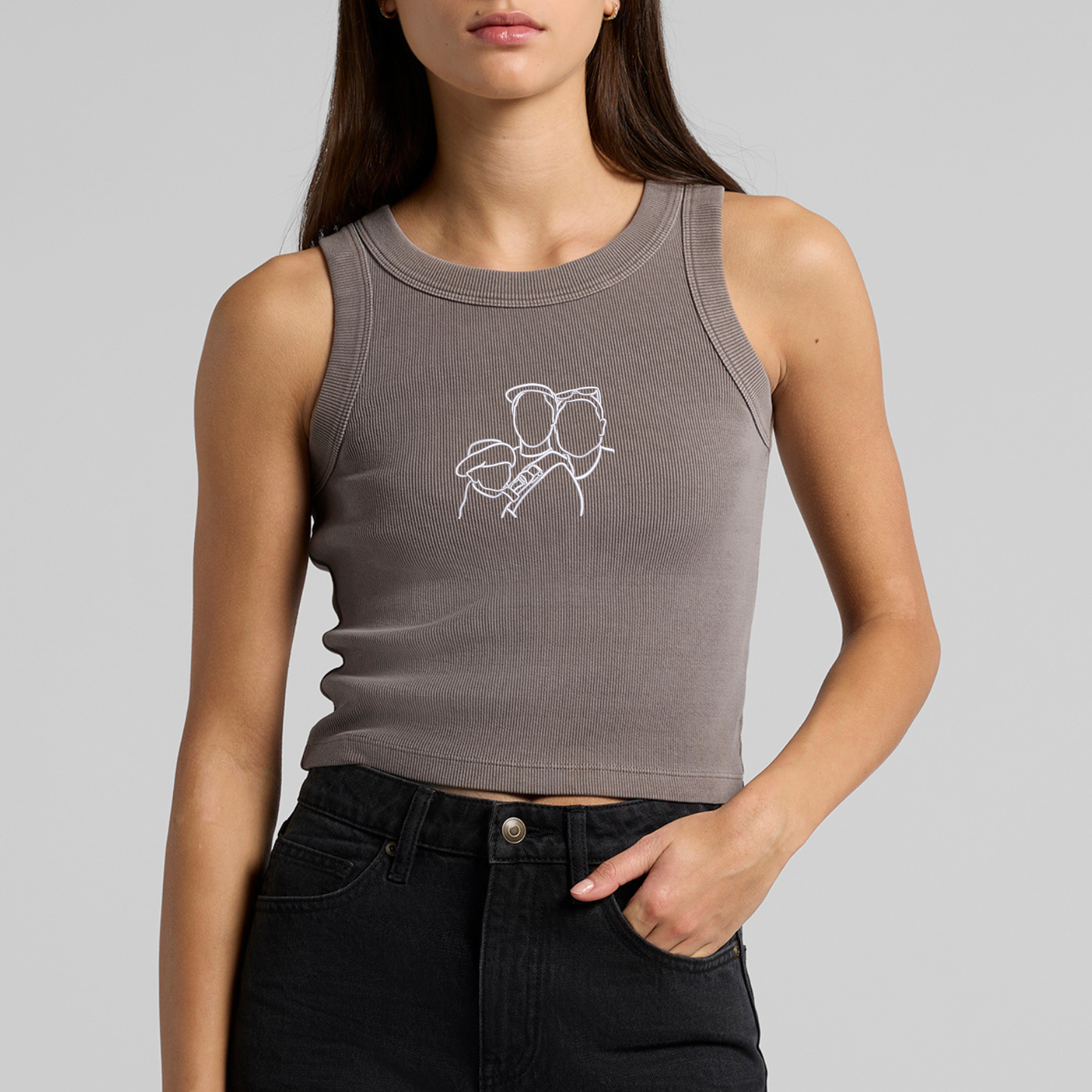 Lineart Ribbed Crop Tank - Womens